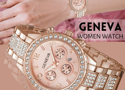 Waterproof Women Luxury Classic Stainless Steel Crystal Quartz Round Wrist Watch