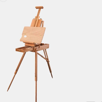 Italian Beech Sketch Portable Paint Box Wooden Pull Rod Oil Painting Box Paint Box Portable Art Oil Painting Easel