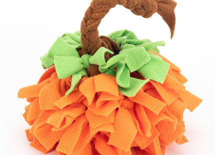 Pumpkin Snuffle Ball With Braid ,Fleece Interactive Toy, Small To Medium Dogs, Handmade Puzzle Gift, Soft Ball Treat Hider