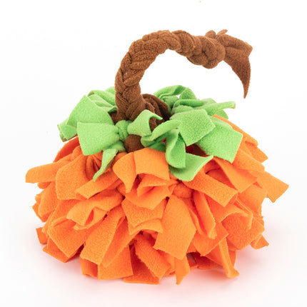 Pumpkin Snuffle Ball With Braid ,Fleece Interactive Toy, Small To Medium Dogs, Handmade Puzzle Gift, Soft Ball Treat Hider