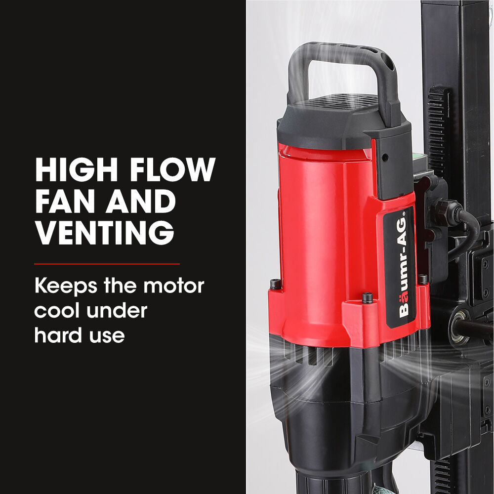NNEMB 3200W 280mm Wet/Dry Core Drill w/ Wheeled Stand & 127mm Bit Combo, for Concrete Coring Hole Drilling