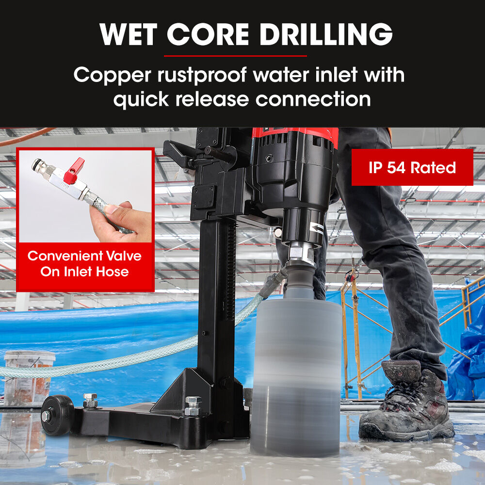NNEMB 3200W 280mm Wet/Dry Core Drill w/ Wheeled Stand & 127mm Bit Combo, for Concrete Coring Hole Drilling