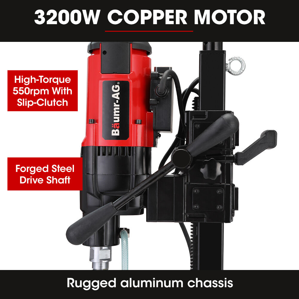 NNEMB 3200W 280mm Wet/Dry Core Drill w/ Wheeled Stand & 127mm Bit Combo, for Concrete Coring Hole Drilling