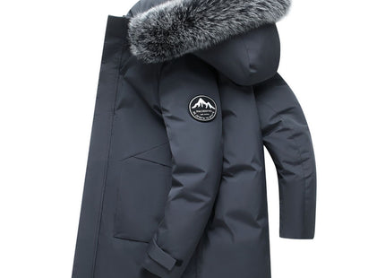 Fox Fur Collar Men's Coat Hooded Men's Clothing Mid-length Down Jacket Warm Cold-resistant Coat