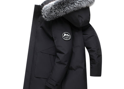 Fox Fur Collar Men's Coat Hooded Men's Clothing Mid-length Down Jacket Warm Cold-resistant Coat