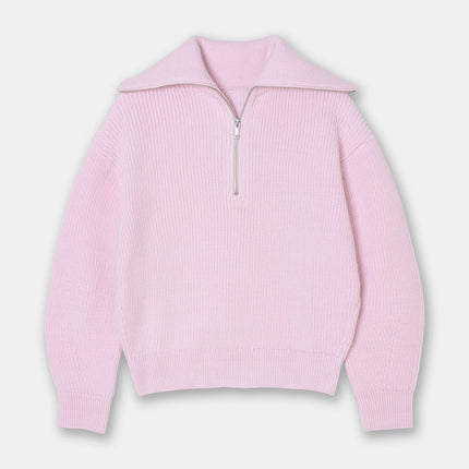 Casual Style Neck Wool Blend Knit Sweater