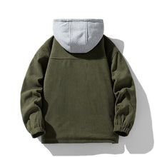 Men's Coat Cotton Corduroy Fake Two-piece Hooded Cotton-padded Jacket