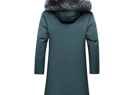 Fox Fur Collar Men's Coat Hooded Men's Clothing Mid-length Down Jacket Warm Cold-resistant Coat