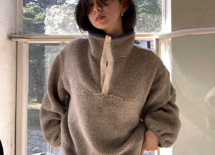 Lamb Wool Sweatshirt Lapel Thickening Warm Lazy Pullover Soft Glutinous Plush Coat