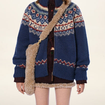 Retro College Lazy Stand Collar Sweater