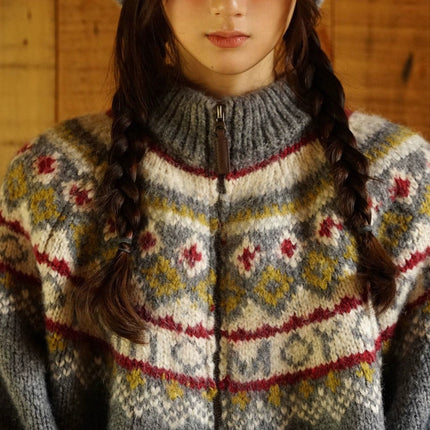 Retro College Lazy Stand Collar Sweater