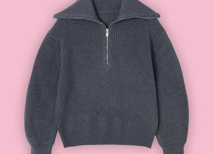 Casual Style Neck Wool Blend Knit Sweater