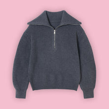 Casual Style Neck Wool Blend Knit Sweater
