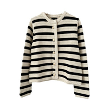 MD Style Women's Autumn New Slim Striped Classic Style Knitted Cardigan Sweater