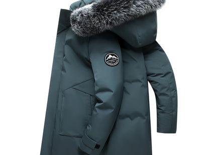 Fox Fur Collar Men's Coat Hooded Men's Clothing Mid-length Down Jacket Warm Cold-resistant Coat