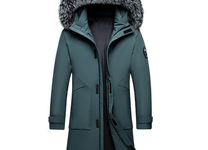Fox Fur Collar Men's Coat Hooded Men's Clothing Mid-length Down Jacket Warm Cold-resistant Coat