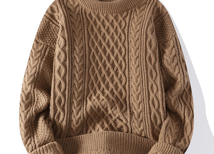 Autumn And Winter New Men's Twist Sweater Casual Round Neck Pullover Top