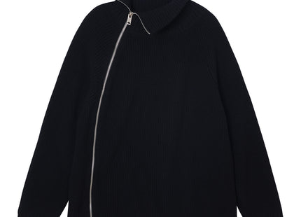 Black Side Zipper Knitted Cardigan Thickened Loose Camel Sweater