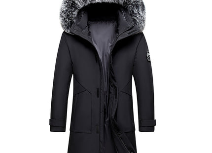 Fox Fur Collar Men's Coat Hooded Men's Clothing Mid-length Down Jacket Warm Cold-resistant Coat
