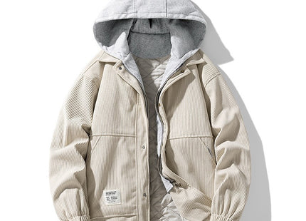 Men's Coat Cotton Corduroy Fake Two-piece Hooded Cotton-padded Jacket