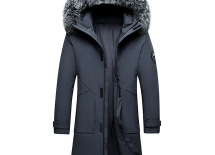 Fox Fur Collar Men's Coat Hooded Men's Clothing Mid-length Down Jacket Warm Cold-resistant Coat