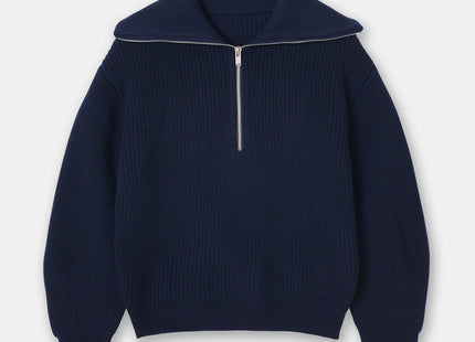 Casual Style Neck Wool Blend Knit Sweater