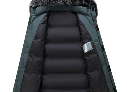 Fox Fur Collar Men's Coat Hooded Men's Clothing Mid-length Down Jacket Warm Cold-resistant Coat
