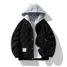 Men's Coat Cotton Corduroy Fake Two-piece Hooded Cotton-padded Jacket