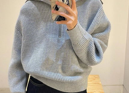 Casual Style Neck Wool Blend Knit Sweater