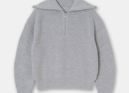Casual Style Neck Wool Blend Knit Sweater