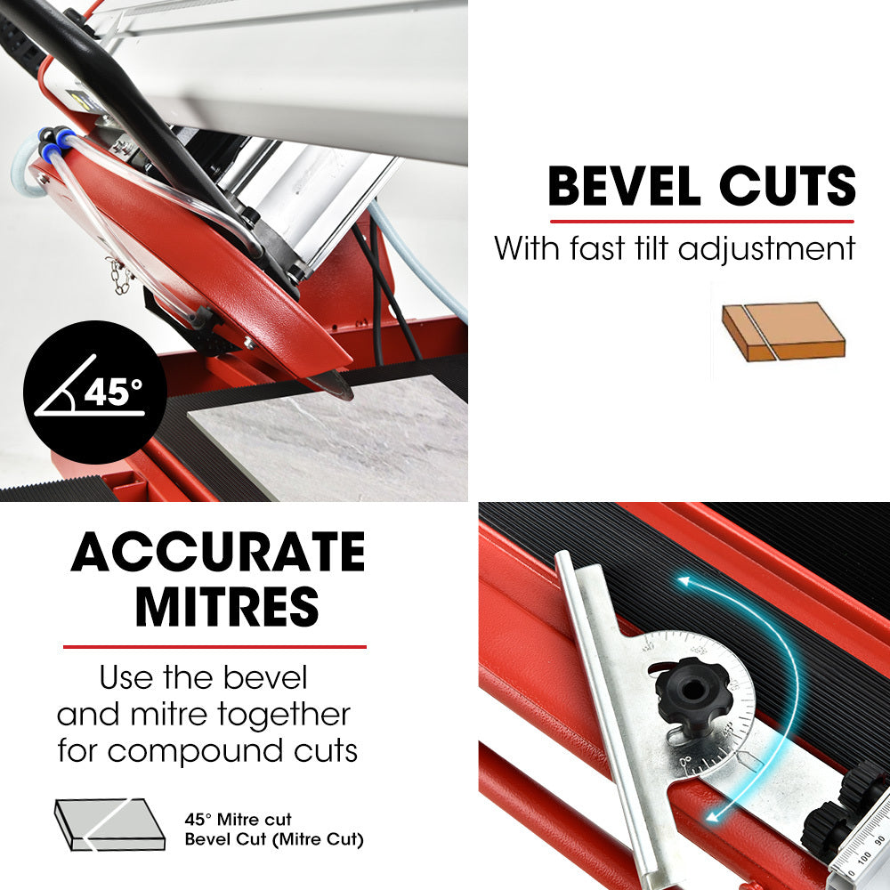 NNEMB 1500W Electric Tile Saw Cutter with 300mm (12) Blade-920mm Cutting Length-Side Extension Table