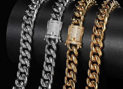 Stainless Steel Buckle Cuban Chain Necklace