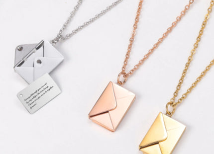 Silver Necklace Women Envelope Lover Letter Pendant Best Gifts For Girlfriend