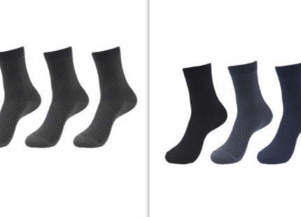 5 Pairs Bamboo Fiber Socks Men's Mid-calf Breathable Socks Business Men's Socks Solid Color