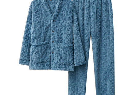 Men And Women Couple Thick Pajamas Cardigan Plus Velvet Warm Coral