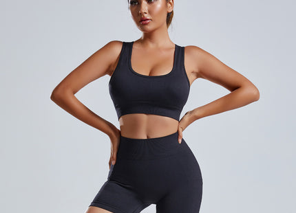2pcs Yoga Set Women's Vest And Shorts Tracksuit Seamless Workout Sportswear Gym Clothing High Waist Leggings Fitness Sports Suits