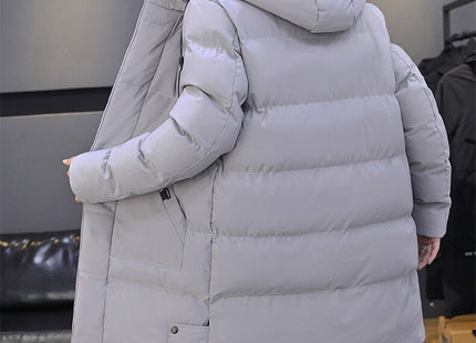 Long Hooded Jacket Men Winter Warm Windproof Coat Fashion Solid Color Clothes Outdoor