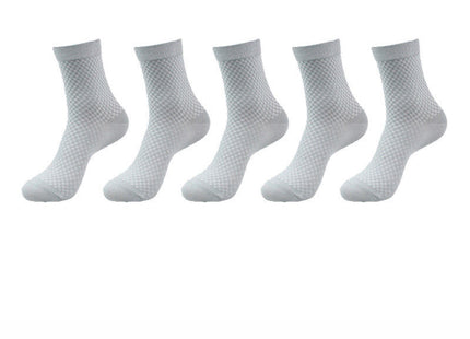 5 Pairs Bamboo Fiber Socks Men's Mid-calf Breathable Socks Business Men's Socks Solid Color