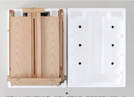 Italian Beech Sketch Portable Paint Box Wooden Pull Rod Oil Painting Box Paint Box Portable Art Oil Painting Easel