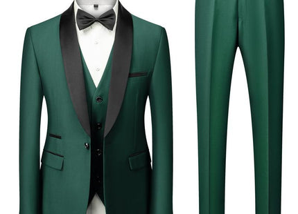Men's Suit Set Green Fruit Collar Stage Suit Dress Host Performance Bridegroom Best Man Three-piece Suit