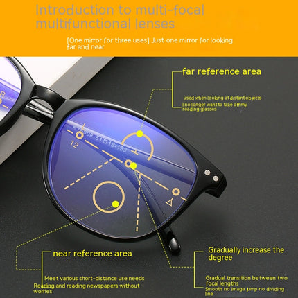 New Retro Anti-blue Light Progressive Multi-focus Old Presbyopic Glasses