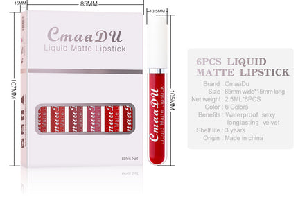 6 Boxes Of Matte Non-stick Cup Waterproof Lipstick Long Lasting Lip Gloss