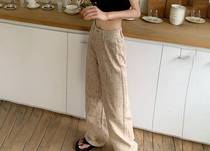 Retro Loose Wide-leg Pants Straight Jeans For Women