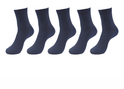 5 Pairs Bamboo Fiber Socks Men's Mid-calf Breathable Socks Business Men's Socks Solid Color