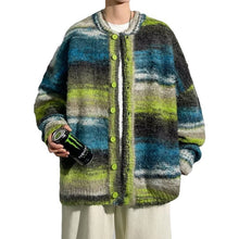Contrast Color Sweater Hong Kong Style Trendy Baggy Coat Men's And Women's Fashion Casual Knitted Cardigan Top