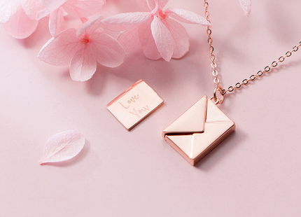 Silver Necklace Women Envelope Lover Letter Pendant Best Gifts For Girlfriend
