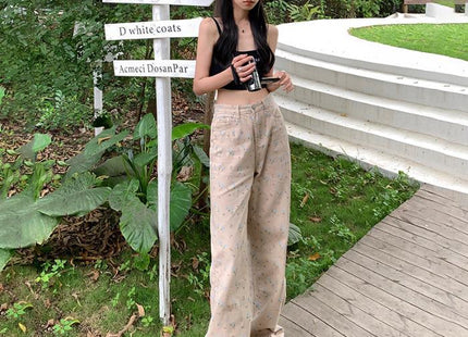 Retro Loose Wide-leg Pants Straight Jeans For Women