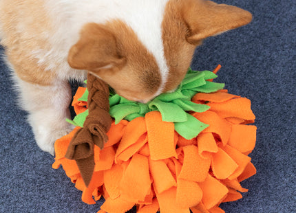 Pumpkin Snuffle Ball With Braid ,Fleece Interactive Toy, Small To Medium Dogs, Handmade Puzzle Gift, Soft Ball Treat Hider