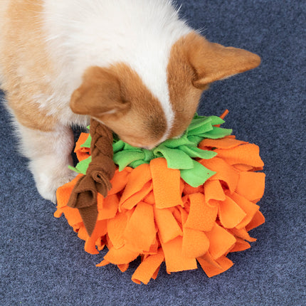 Pumpkin Snuffle Ball With Braid ,Fleece Interactive Toy, Small To Medium Dogs, Handmade Puzzle Gift, Soft Ball Treat Hider