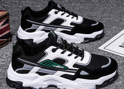 Black White Lace-up Sneakers Men Outdoor Breathable Csual Mesh Shoes Lightweight Running Sports Shoes